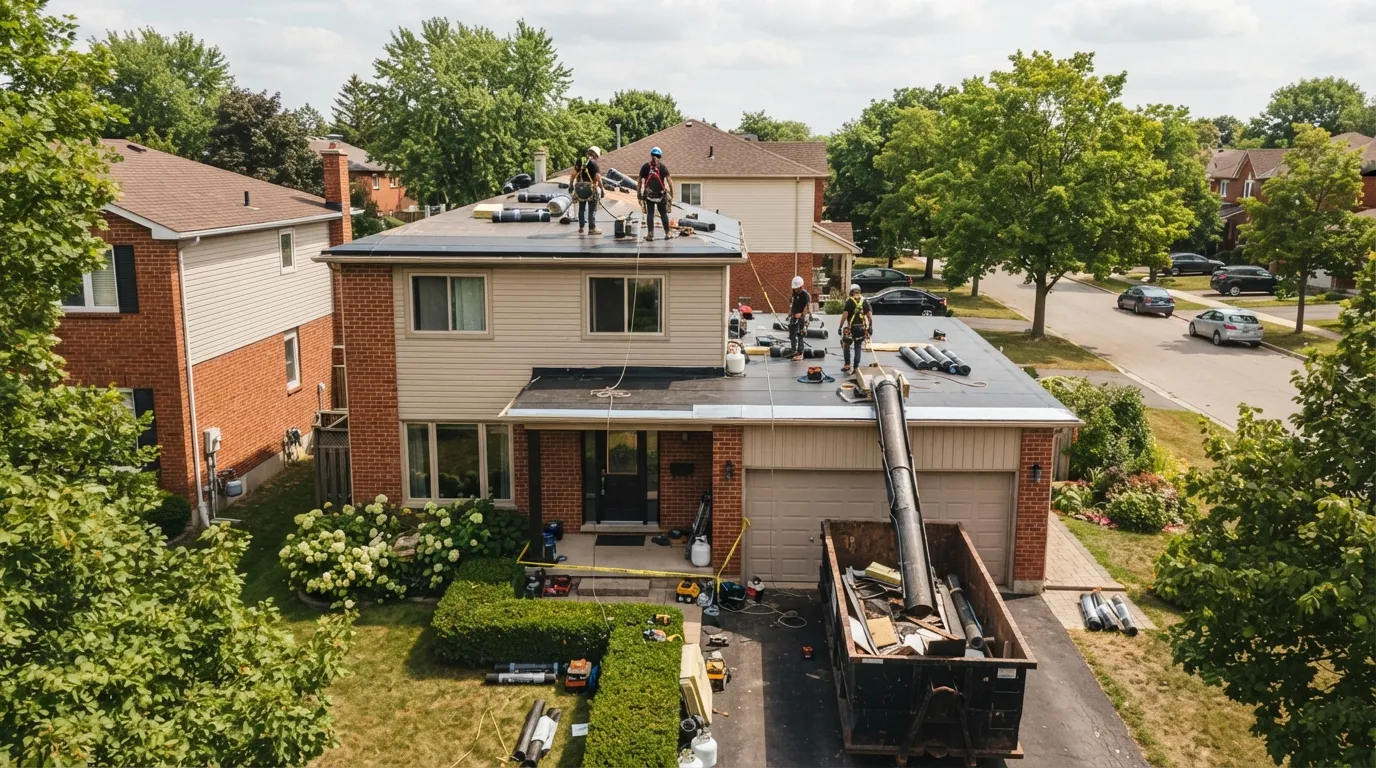 Full Flat Roof Replacement on a Two‑Storey Home in Whitchurch‑Stouffville